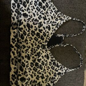 ZYIA Black and White Animal Print Patterned Sports Bra